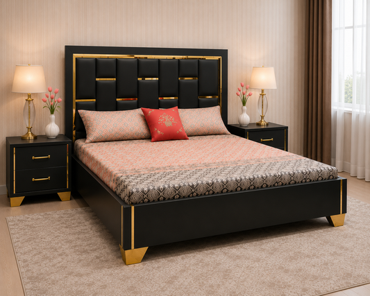 Elegant Black & Gold Modern Bedroom Set