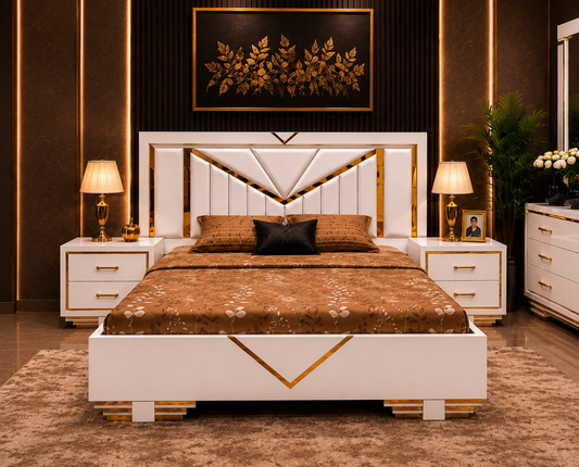 Luxury White & Gold Bedroom Set - Limited Stock