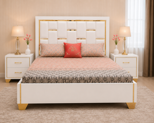 Elegant White & Gold Luxury Bedroom Set