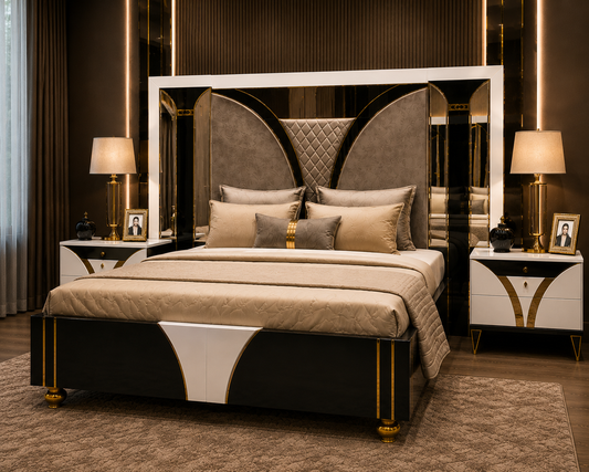 Luxury Black & White Royal Bedroom Set