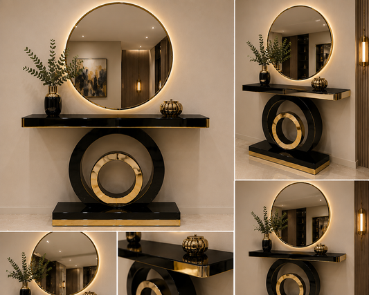 Luxury  Console Table with Round Mirror     limited stock