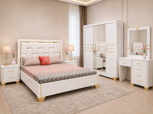 Elegant White & Gold Luxury Bedroom Set