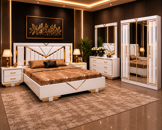 Luxury White & Gold Bedroom Set  - Limited Stock