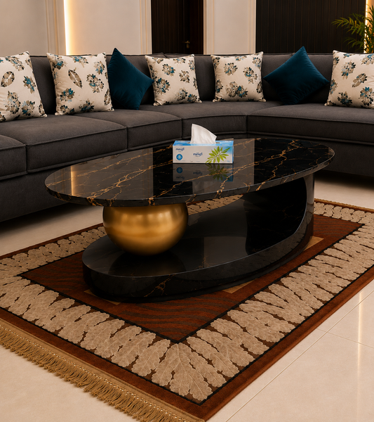 Luxury White Marble Center Table with Gold Accent Base  Limited Stock